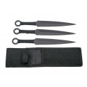 Jeu 3 couteaux de lancer réglable Third 13,5cm - inox noir + cordelette
