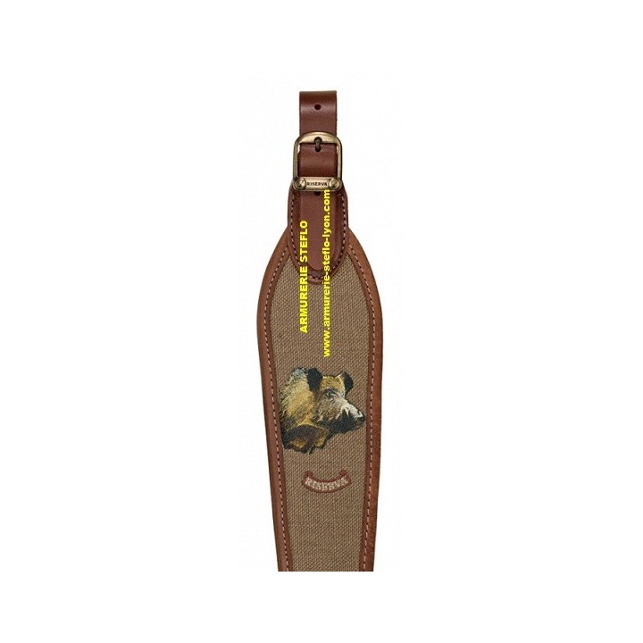 Bretelle carabine cuir + lin / Sanglier - Riserva